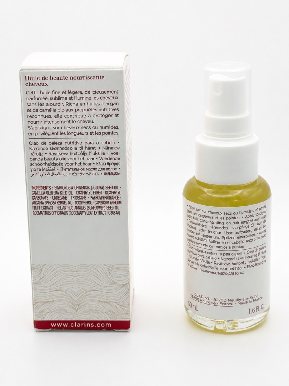 Clarins Nourishing Beauty Hair Oil Argan Camellia 1.6 oz 50 mL New in Box - Picture 4 of 7
